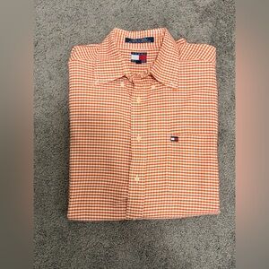 Tommy Hilfiger Orange Gingham Cotton Button-Down Shirt - Men